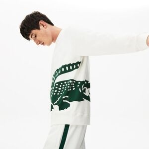 Lacoste White Mens Sweater with Alligator Decal